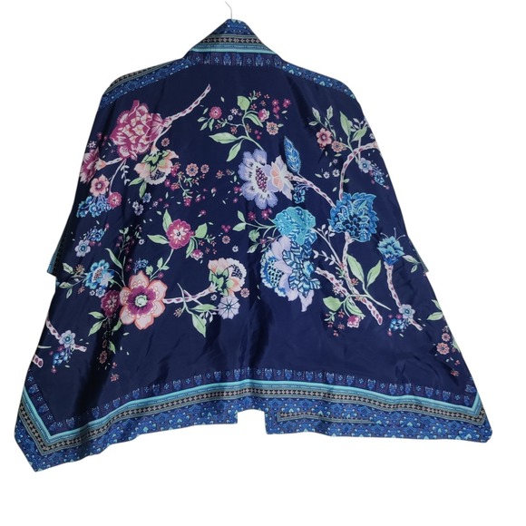 Coldwater Creek Blue Floral Kimono Top Sz MP Boho Hippie Fairycore - Picture 3 of 8